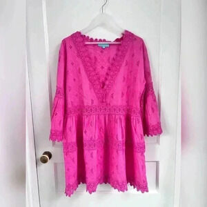 MELISSA ODABASH Victoria broderie anglaise cotton mini dress Barbiecore